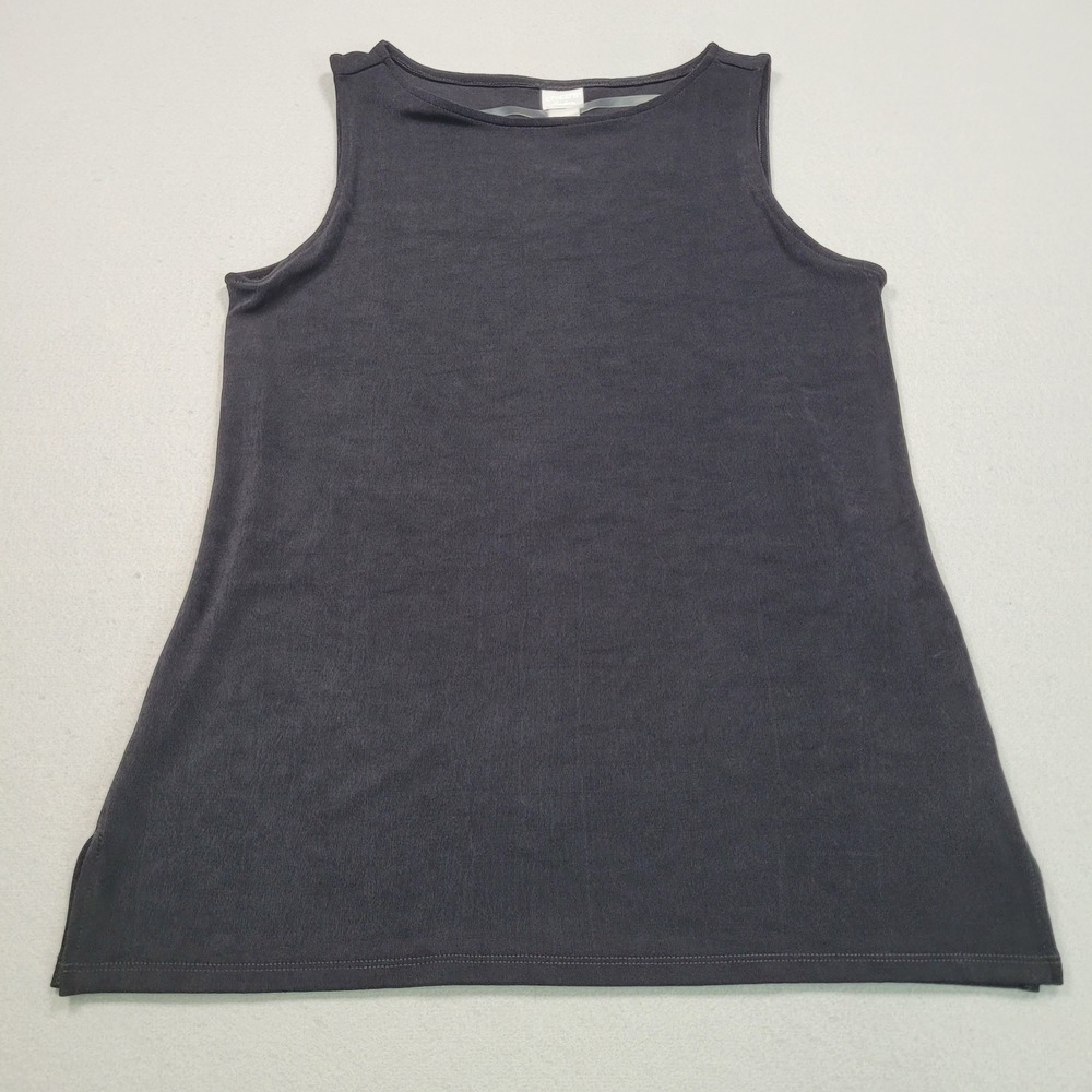 Chicos‎ Travelers Side Slit Tank Top Black Size 1 Medium 8/10 Sleeveless NWT